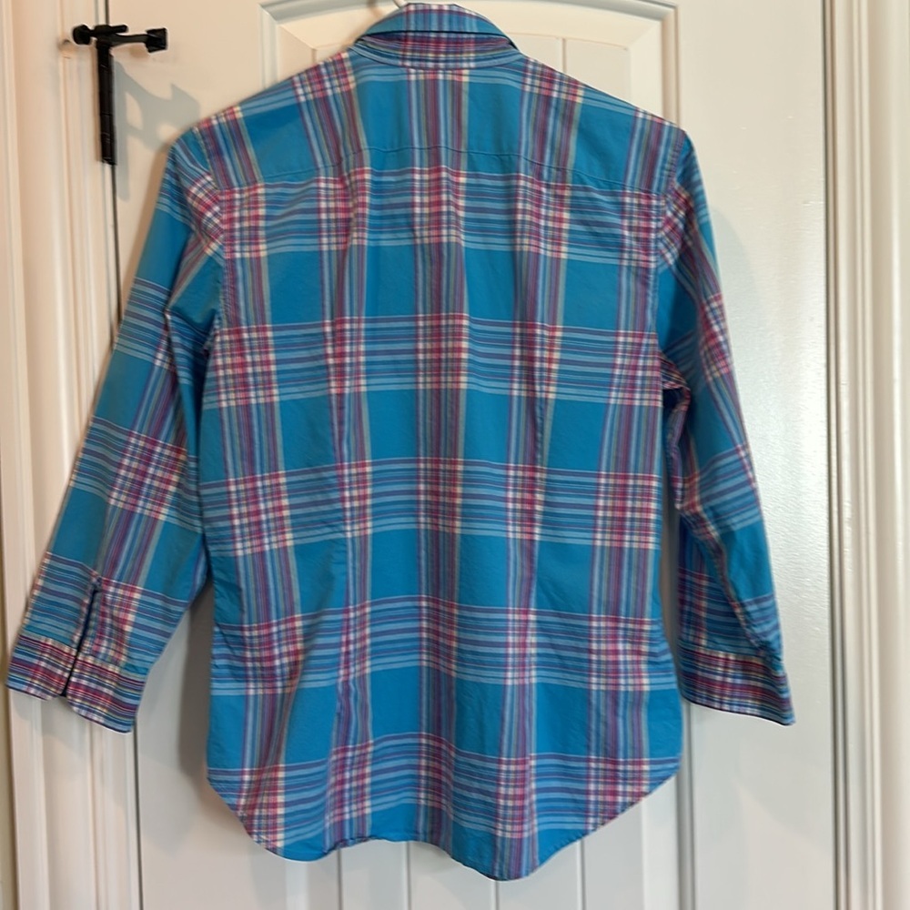Lauren Ralph Lauren Blue Plaid Button Down Shirt - Picture 2 of 13